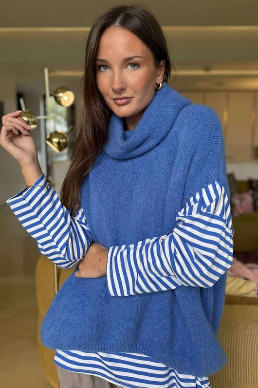 Morag Cowl Knit Tank Soft Cobalt /8 =